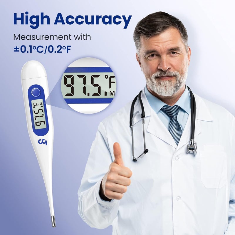 Femometer Thermometer for Adults and Kids, Digital Thermometer with Fever Alert, Memory Recall, C/F Switchable, for Oral, Rectal or Under Arm Use, Klein Blue - Image 4